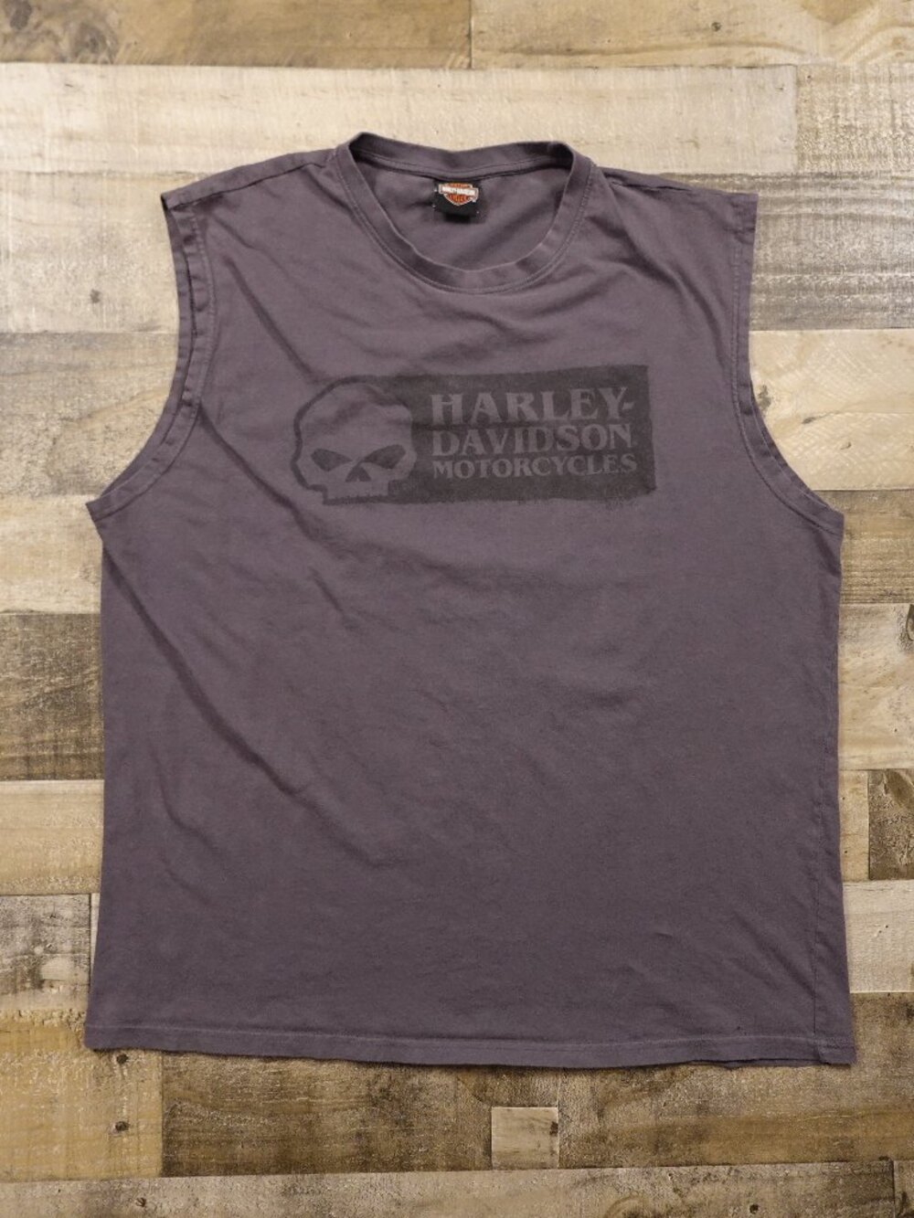 Harley-Davidson Skull Muscle Shirt Men’s 3XL Gray Libertyville IL Biker Tee